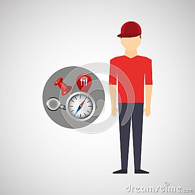 Man red tshirt collection navigation elements concept Vector Illustration