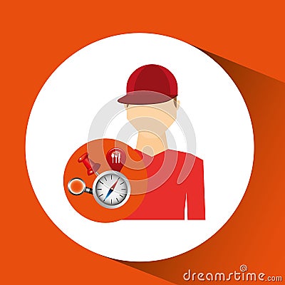 Man red tshirt collection navigation elements concept Vector Illustration