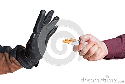 Man refused the offer of a cigarette Stock Photo