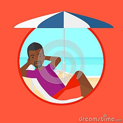 Man relaxing on beach chair vector illustration. Vector Illustration