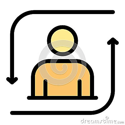 Man and reload arrows icon color outline vector Vector Illustration