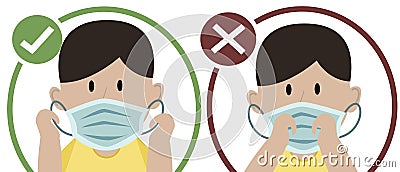 Man remove protective medical facial mask cartoon design vector illustration. Vector Illustration