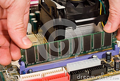 Man repair computer Stock Photo