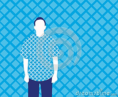 Man in Rhombuses Vector Illustration