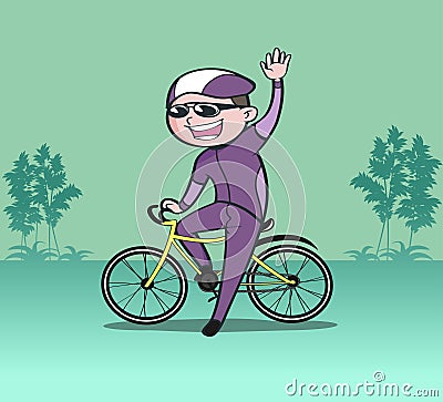 Man ride bicycle Stock Photo