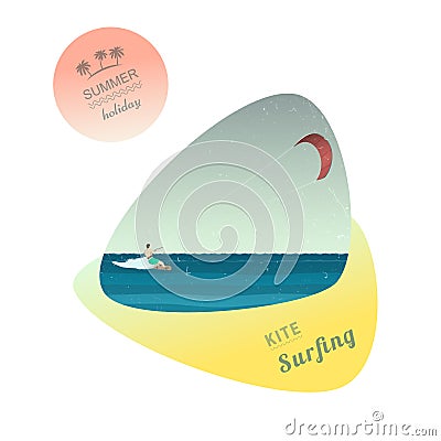 Man rides wakeboard Vector Illustration