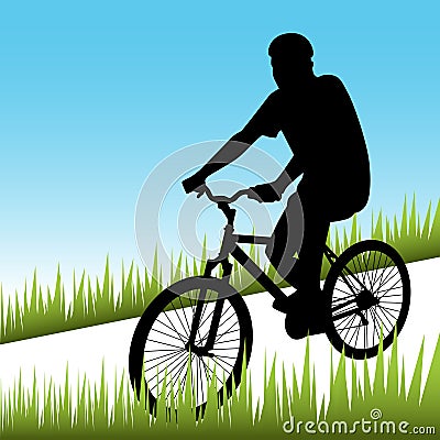 Man Riding Bicycle Vector Illustration