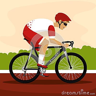 Man riding bicycle Professional cyclist Vector Illustration