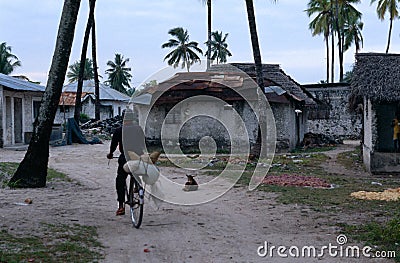 A man riding a bicycle, Zanzibar Editorial Stock Photo