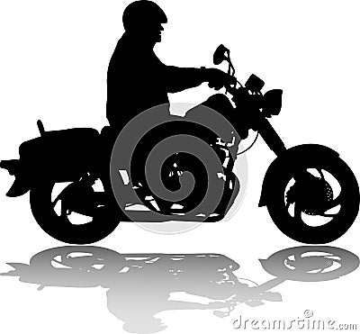 Man riding classic vintage motorcycle silhouette Vector Illustration