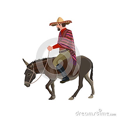 Man riding donkey Vector Illustration