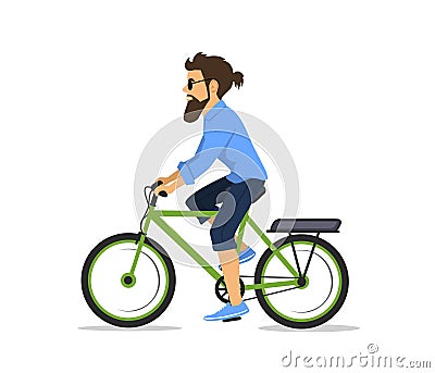 Man is riding electric bike Vector Illustration