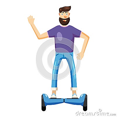 Man riding hoverboard icon, cartoon style Vector Illustration