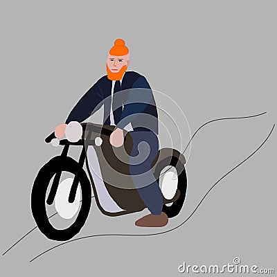 Man riding motobike, extreme sport racing. vector Vector Illustration