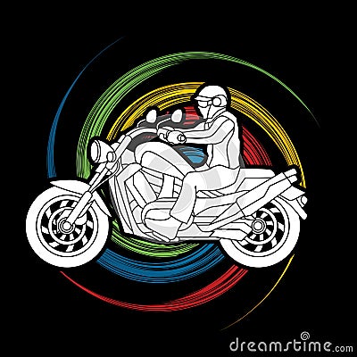 A man riding motorbike Vector Illustration