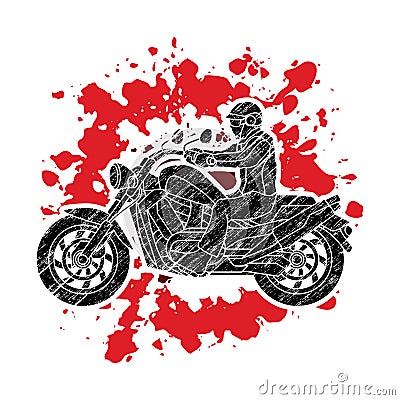 A man riding motorbike graphic vector Vector Illustration