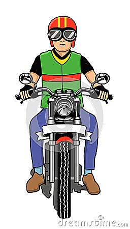 Man riding motorbike illustration Cartoon Illustration