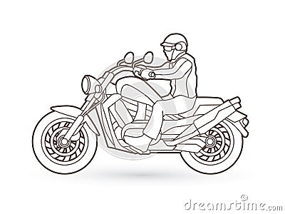 A man riding motorbike Vector Illustration