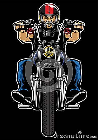 Man Riding motorcycle Vector Illustration