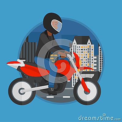 Man riding motorcycle vector illustration. Vector Illustration