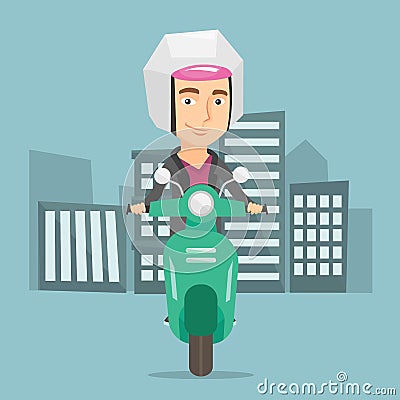 Man riding scooter in the city vector illustration Vector Illustration