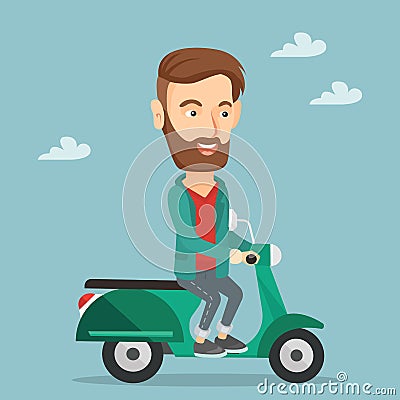 Man riding scooter vector illustration. Vector Illustration