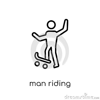 man riding Skateboarding icon. Trendy modern flat linear vector Vector Illustration