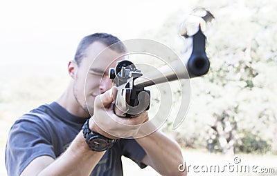Man with Rifle Stock Photo