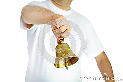 Man ringing bell Stock Photo