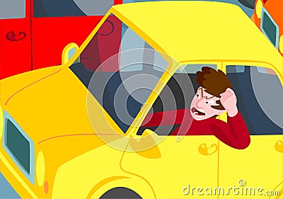 Man with road rage Vector Illustration