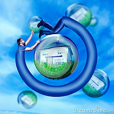 Man round his house Stock Photo