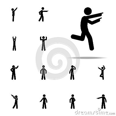 man run, finger icon. Man Pointing Finger icons universal set for web and mobile Stock Photo