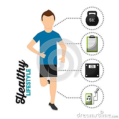 Man runner athletic healthy lifestyle Vector Illustration