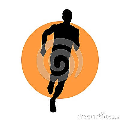 man runner running sprinter sprinting in silhouette style Vector Illustration