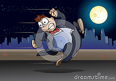 man running away Cartoon Illustration