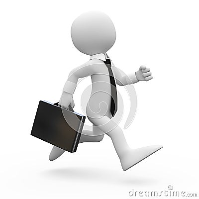 Man running with a briefcase in hand Stock Photo