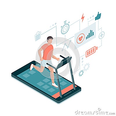 Fitness and sports app Vector Illustration