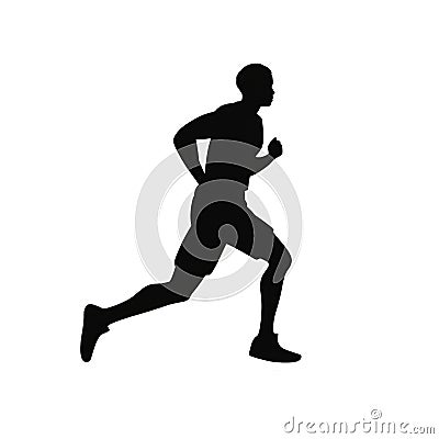 Man running sprinting silhouette flat isolated on transparent png background. Generative ai Stock Photo