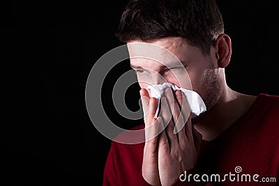 Man with runny nose Stock Photo