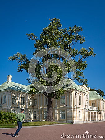 A man runs in the Park Menshikov Palace. Oranienbaum. Russia. Editorial Stock Photo