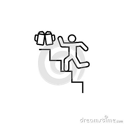 Man runs to drink beer icon. Simple thin line, outline vector of Saint Patrick\'s Day icons for UI and UX, website or mobile Stock Photo