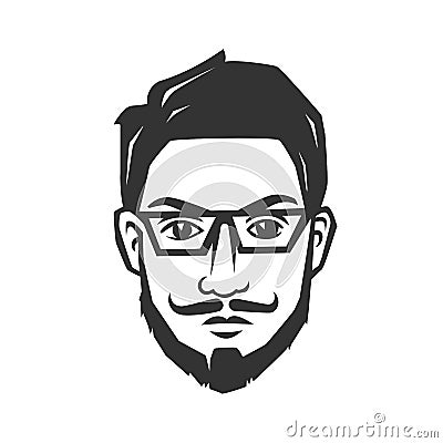 Man`s face with beard. Vector Illustration