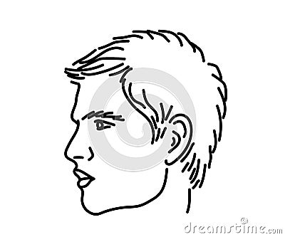 Man`s face. Beautiful cheekbones. Silhouette of a human face on a white background. Vector Vector Illustration