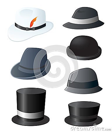 Man's fancy hat set Vector Illustration