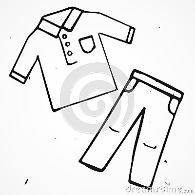 Man's fashion shirt and shorts hand drawn Stock Photo