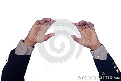 Man's hand holding a blank card Stock Photo