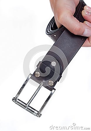 Man's hand holding a strap Stock Photo