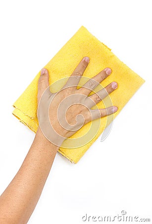 Man's Hand Wiping Surface. Stock Photo