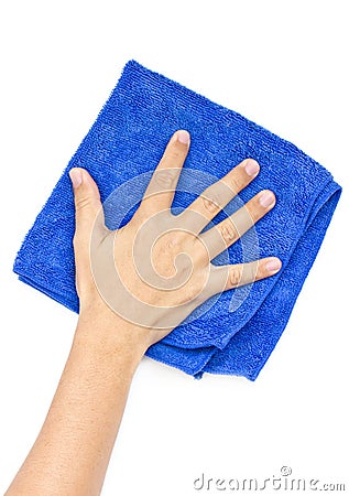 Man's Hand Wiping Surface. Stock Photo