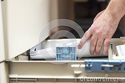 Making printing preparation in the paper tray Stock Photo